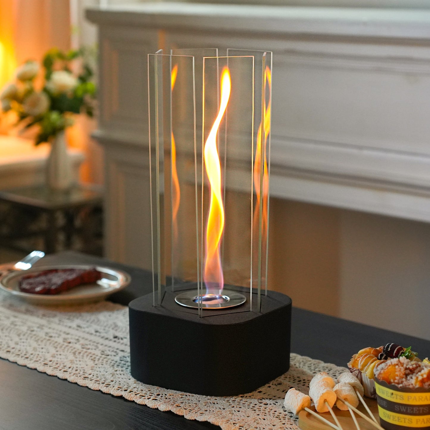 Hexagonal Ethanol-Fueled Alcohol Fireplace for Home Decor