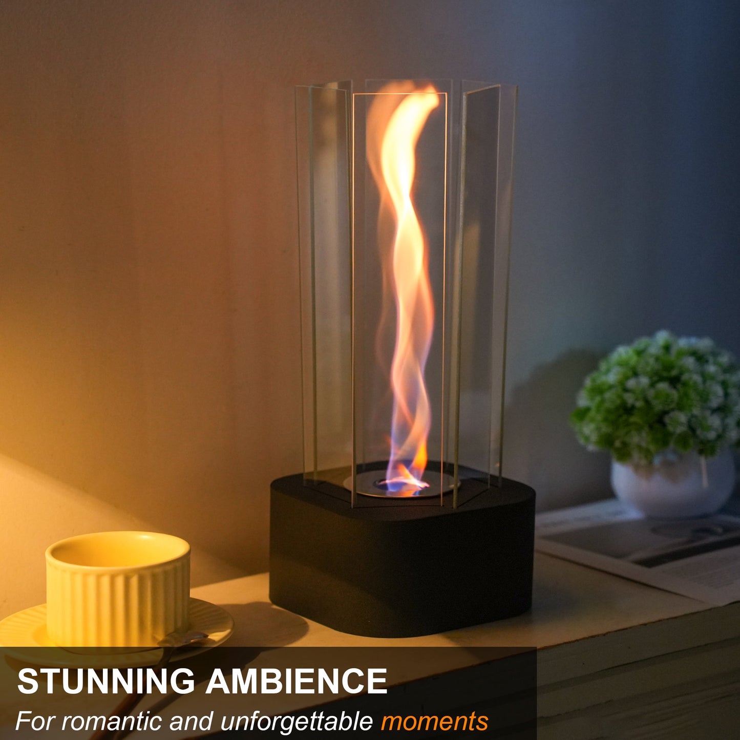 Hexagonal Ethanol-Fueled Alcohol Fireplace for Home Decor
