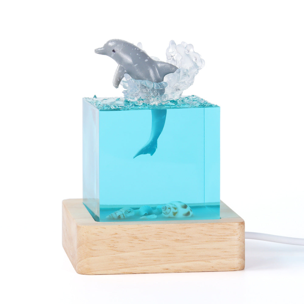 NNEDSZ Shell Dolphin Jumping Handcrafted Ocean Resin Whale Night Light - Unique Home Decor Table Lamp